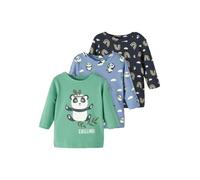 Name It Unisex Longsleeve 3er Pack für Babys aus Bio-Baumwolle Colony Blue-80