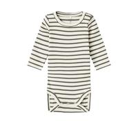 Langarmbody NAME IT "NBNBANI LS BODY NOOS", Baby, Gr. 80, N-Gr, grün (dusty olive), Sweatware, Obermaterial: 57% Baumwolle, 38% Modal, 5% Elasthan, gestreift, casual, regular fit, Rundhals, Langarm, B