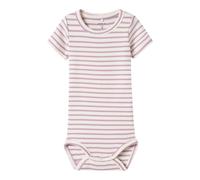 Kurzarmbody NAME IT "NBNBANI SS BODY NOOS", Jungen, Gr. 68, N-Gr, fragrant lila, Jersey, Obermaterial: 57% Baumwolle, 38% Modal, 5% Elasthan, gestreift, regular fit normal, Rundhals, Bodys, Baumwollmi