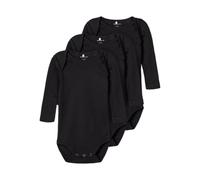 Body NAME IT "NBNBODY 3P LS SOLID NOOS", Jungen, Gr. 68, N-Gr, schwarz, Sweatware, Obermaterial: 100% Baumwolle, unifarben, regular fit, Rundhals, Bodys Body (92987012-68) schwarz