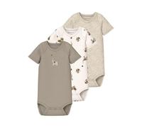Kurzarmbody NAME IT "NBNBODY 3P SS ANIMAL NOOS", Jungen, Gr. 50, N-Gr, jet stream, Jersey, Obermaterial: 100% Baumwolle, bedruckt, meliert, unifarben, amerikanischer Ausschnitt, Bodys (36144163-50) je