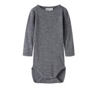 Langarmbody NAME IT "NBNWAX WOOL RIB LS BODY NOOS", Kinder, Gr. 62, N-Gr, folkstone gray, Rippstrick, Obermaterial: 100% Wolle, unifarben, Rundhals, Bodys, aus reiner Merinowolle (25115225-62) folksto