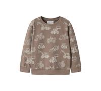 Sweatshirt NAME IT "NMMVARON für Jungen mit Alloverprint und Rippbündchen", Jungen, Gr. 116, fossil, Sweatware, Obermaterial: 100% Baumwolle, bedruckt, normal normal, Rundhals, Rippbündchen, Sweatshir