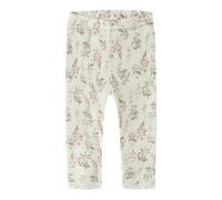 Leggings NAME IT "NBFWANG WOOL NEEDLE LEGGING NOOS", Mädchen, Gr. 74, N-Gr, snow weiß aop:flowers and leafs, Strick, Obermaterial: 100% Wolle, bedruckt, slim fit knöchellang, Hosen Leggings, Wolle, sl