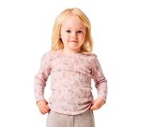 Langarmshirt NAME IT "NMFWANG WOOL NEEDLE LS TOP NOOS", Mädchen, Gr. 98, rosa (violet ice aop:flowers, leafs), Strick, Obermaterial: 100% Wolle, bedruckt, normal normal, Rundhals, Shirts Langarmshirt,