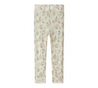 Leggings NAME IT "NMFWANG WOOL NEEDLE LEGGING NOOS", Mädchen, Gr. 104, N-Gr, weiß (snow weiß aop:flowers, leafs), Strick, Obermaterial: 100% Wolle, bedruckt, normal knöchellang, Hosen Leggings, Wolle,