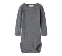 Langarmbody NAME IT "NBNWAX WOOL RIB LS BODY NOOS", Kinder, Gr. 56, N-Gr, folkstone gray, Rippstrick, Obermaterial: 100% Wolle, unifarben, Rundhals, Bodys, aus reiner Merinowolle (25115225-56) folksto