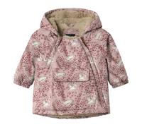 NAME IT Winterjacke mit Kapuze Plüschfutter Schwäne 74 rosa
