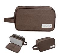 Namenand Kulturbeutel Herren & Damen,Premium Kosmetiktasche mit 3-Fach-Organizer,Wasserfester Rasierbeutel für Kulturzubehör,Ideal für Travel Essentials - Braun