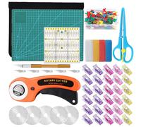 Namner Rollschneider Set, 93 Stücke Stoffschneider Set | 5 Stück 45mm Ersatzklingen, Schneidematte, Schere, Stoffklammern, Patchwork-Lineal mehr als Nähzubehör