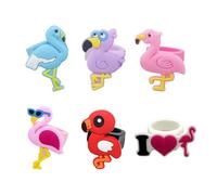NAMOARLY Weiche Silikonringe Für Kinder 6Er Set Bunte Kinderringe Mit Entzückendem Flamingo Design Ideal Als Belohnung Oder Gastgeschenk Für Kindergeburtstag