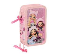 NANANA Fabulous Federmäppchen mit 36 nützlichen Gegenständen, Federmäppchen für Kinder, ideal für Kinder von 5 bis 14 Jahren, bequem und vielseitig, Qualität und Stärke, 12,5 x 5,5 x 19,5 cm, Rosa,