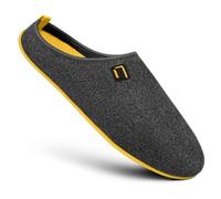 nanga Hausschuhe Pantoffel Wool Slipper - 100% Schurwolle - grau/gelb (Größe 36-40), Größe Euro (US) 36