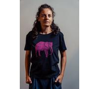 NanMa Bio-Baumwoll-Shirt Elefant | handbedruckt in Österreich | schwarz l Damen l loose fit | lokal & fair & vegan S