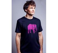 NanMa Bio-Baumwoll-Shirt Elefant | handbedruckt in Österreich | schwarz l Herren l regular Fit | lokal & fair & vegan L