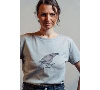 NanMa Bio-Baumwoll-Shirt Rabe | handbedruckt in Österreich | Damen | loose fit | grau | lokal & fair & vegan S
