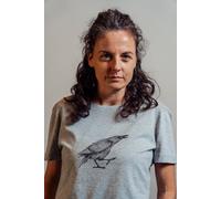 NanMa Bio-Baumwoll-Shirt Rabe | handbedruckt in Österreich | Damen | loose fit | grau | lokal & fair & vegan XS