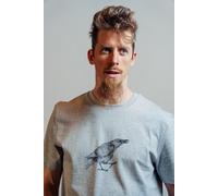 NanMa Bio-Baumwoll-Shirt Rabe | handbedruckt in Österreich | Herren | regular fit | grau | lokal & fair & vegan S