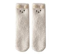 Nanmiyan Flauschige Socken mit Motiv,Bestickte Strümpfe aus Korallen Fleece,Dicke Cartoon Stickerei Flauschige Stoppersocken - Für Männer, Frauen, Damen, Herren, Zum Schlafen, Für Zuhause, Wohnzimmer