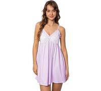 Nanxson Damen Baumwolle Nachthemd Sexy Chemise Slip Nachtwäsche Spitzen Unterhemd Negligees Schlafanzug (XXL,Lila)