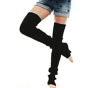 Nanxson Damen Stulpen Lange Gestrickt Beinwärmer Winter Beinstulpen Strumpf für Ballett Fitness Yoga (M, schwarz)