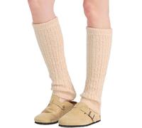 Nanxson Retro Damen Stulpen Gemütlich Lange Knopf Beinwärmer Hohe Kniestrümpfe Strümpfe Weiche Warm Beinlinge Mode Stulpe Gestrickte Beinwärmer Stricken Legwarmers (Aprikose)