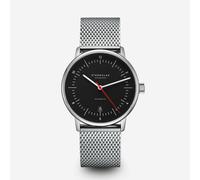 Naos Automatik schwarz rot - Edelstahl - Milanaise silber