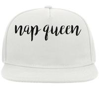 Nap Queen Line Graphic Snapback Flat Visor Cotton Blend Cap White