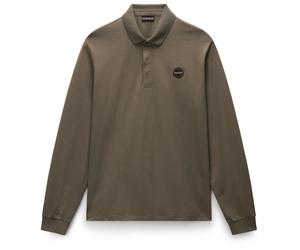 Napapijri - E-Badge L/S - Polo-Shirt, Gr. XXL, braun (TeaLeaf)