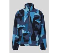 Napapijri Fleecejacke im Allover-Look mit Stehkragen in Marine, Größe XL
