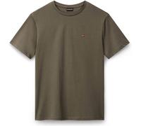 NAPAPIJRI Herren T-Shirt - SALIS, Small Flag, Rundhals, Regular Fit, Baumwolle, einfarbig M Grün