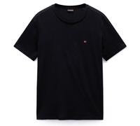 NAPAPIJRI Herren T-Shirt - SALIS, Small Flag, Rundhals, Regular Fit, Baumwolle, einfarbig Schwarz M