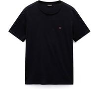 NAPAPIJRI Herren T-Shirt - SALIS, Small Flag, Rundhals, Regular Fit, Baumwolle, einfarbig XL Schwarz