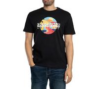 Napapijri Herren Valdor Graphic T-Shirt schwarz bunt Kreis Logo Design, Schwarz , XXL