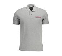 Napapijri Kurzarm Polo Grau mit Logo Druck - Größe: L