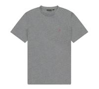 Napapijri T-Shirt Salis Baumwoll-Jersey Kurzarm Rundhals mit Logostick grau meliert (160) L