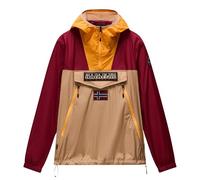 Napapijri Rainforest WB Pocket V2 Pullover Jacke, bordeaux/beige/gelb, Half-Zip Hooded Anorak