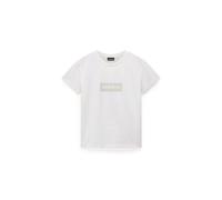 Kurzarmshirt NAPAPIJRI "S-BOX LOGO SS W 1 A69 LANGOUSTINO A69", Damen, Gr. S, weiß, Single Jersey, Obermaterial: 100% Baumwolle, regular fit normal, Rundhals, eingesetzt abgesteppte Kante, Shirts, Mit