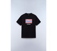 Napapijri T-Shirt mit Label-Print Modell 'DRAPEAU' in Black, Größe XL
