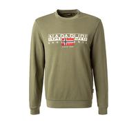 NAPAPIJRI Sweatshirt Herren Slim Fit Rundhals Baumwolle grün Logo und Motiv, 3XL
