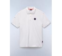 NAPAPIJRY Poloshirt "Badge" in Weiß - Größe 3XL | Herren Plussize