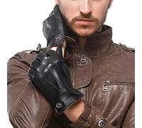 Nappaglo Herren Lederhandschuhe Winter Warme Fahren Handschuhe mit Langes Fleecefutter (Schwarz, S, Non-Touchscreen)