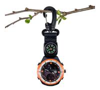 Naqqios Survival-Uhr - Tragbar, Berguhr mit Karabiner und Wecker | Für Outdoor Camping Wandern Sport Bergsteigen Abenteuer Männer Frauen, Orange, Beziehen Sie Sich auf die Beschreibung