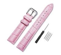 Narako Alligator-Stil Echtleder Uhrenarmband, echtes Kalbsleder, Ersatz-Uhrenarmband mit Edelstahl-Schnalle, 16 mm, 18 mm, 20 mm, 22 mm, 24 mm für Damen und Herren 16mm Rose