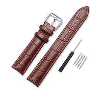 Narako Alligator-Stil Echtleder Uhrenarmband, Kalbsleder, Ersatzarmband 12 mm, 14 mm, 16 mm, 18 mm, 20 mm, 22 mm, 24 mm für Damen und Herren 12mm braun
