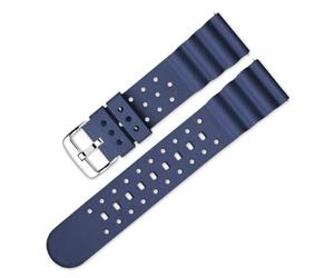 Narako Silikon-Uhrenarmbänder mit gebogener Linie, 20 mm, 22 mm, Schnellverschluss, Ersatz-Gummi-Sportuhrenarmbänder für Taucheruhren (20 mm, Marineblau)