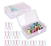 NARHOR 2 Stück Nähgarn Aufbewahrungsbox, mit 24 Spulenfadenhalter, Leer Stickgarn Organizer Box für 42 Garnrolle, für Nähen, Sticken, Quilten transparent