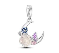 NARMO 925 Charms für Pandora Armbänder Sterling Silber Mond Rose Charms Dangl Charm Bead für Frauen Mädchen