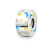 NARMO 925 Sterling Silber Charm für Pandora Armbänder Original Fluoreszierende Perle für Armband&Halskette Stern Mond Charm für Frauen