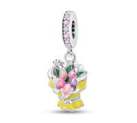 NARMO 925 Sterling Silber Charm für Pandora Armband Bouquet Blume Dangle Charm für Frauen Mädchen